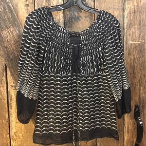 BCBGmaxazria Black & White Boho Blouse